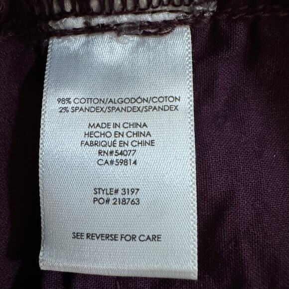 Cabi Jeans Purple Skinny Corduroy Pants Size 8 - Picture 4 of 4